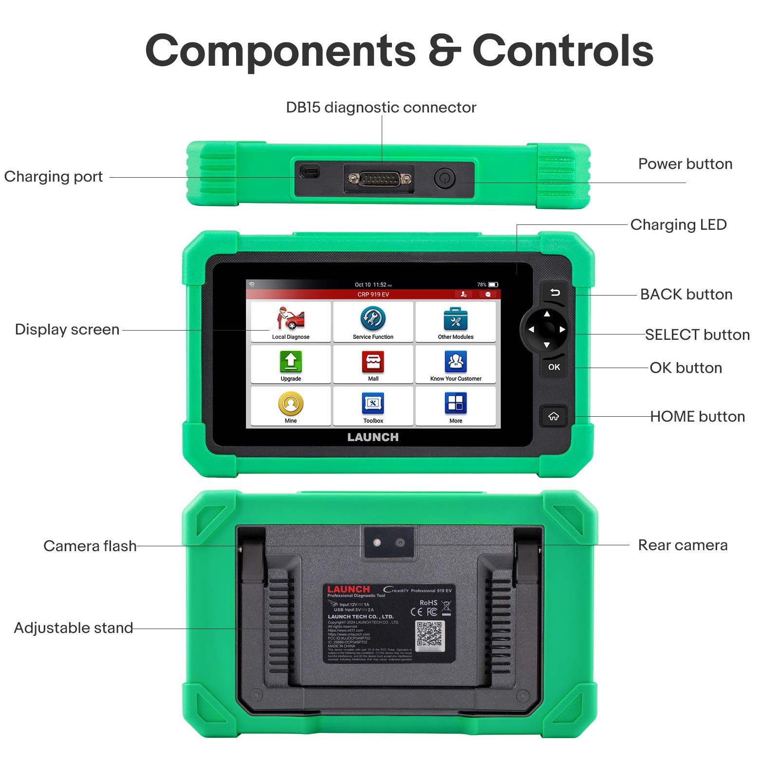 2025 Lançamento CRP919 EV Diagnostic Scanner 43+ Funções de Serviço para Veículos Elétricos Carros de Nova Energia