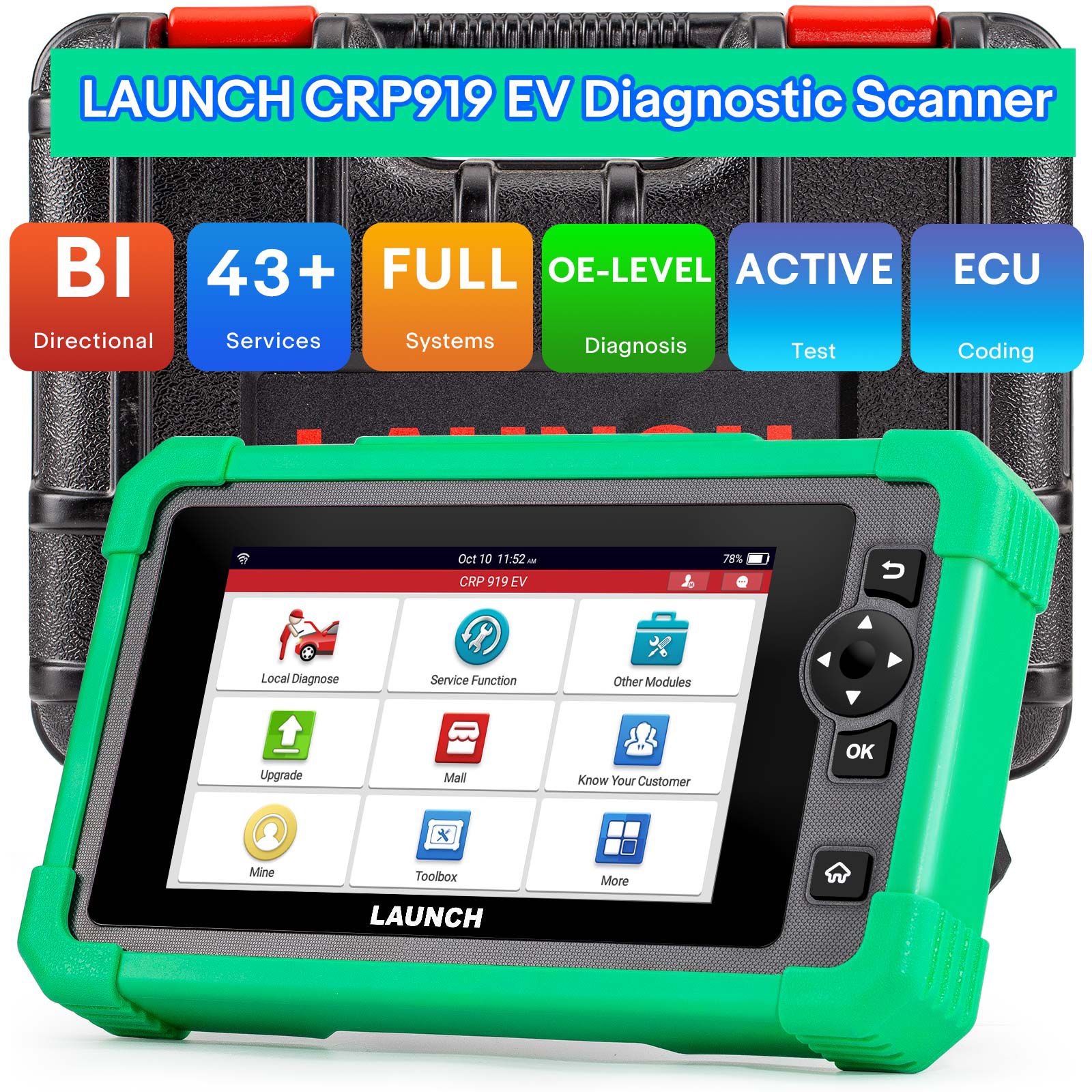 2025 Lançamento CRP919 EV Diagnostic Scanner 43+ Funções de Serviço para Veículos Elétricos Carros de Nova Energia