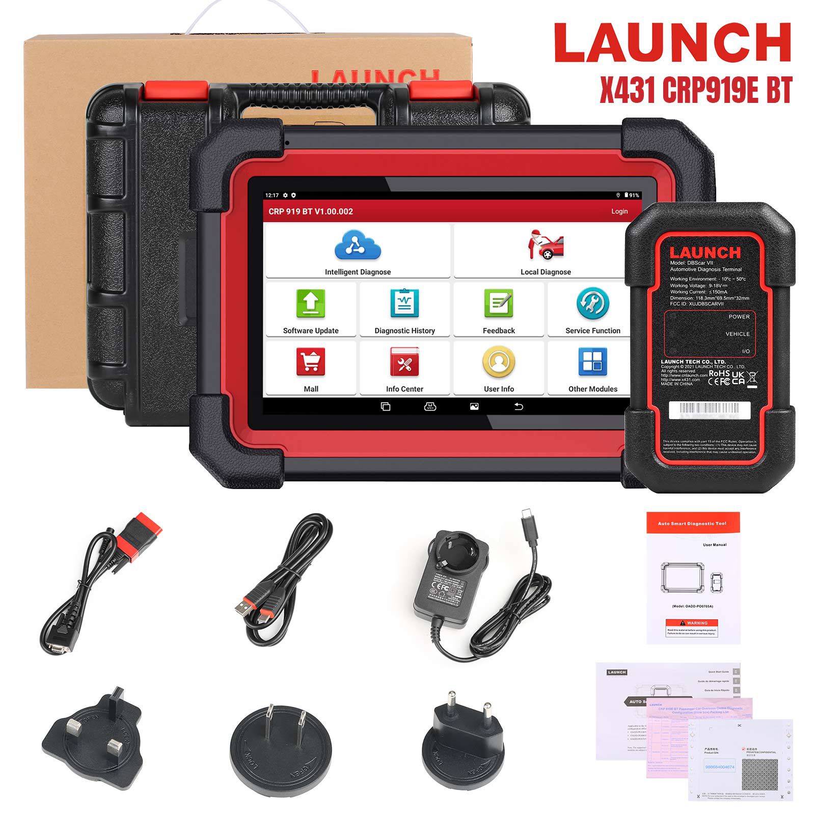 Lançamento CRP919E BT Scanner diagnóstico com Bluetooth suporta CAN FD DoIP e ECU codificação 31 + OE-nível funções de manutenção