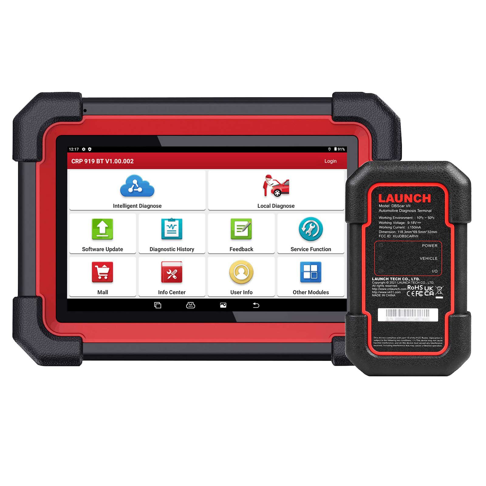 Lançar X431 CRP919E BT ferramenta de diagnóstico do carro DBScar VII VCI Auto OBD OBD2 Scanner ECU de teste ativo codificação CANFD DOIP 31+ serviços de redefinição