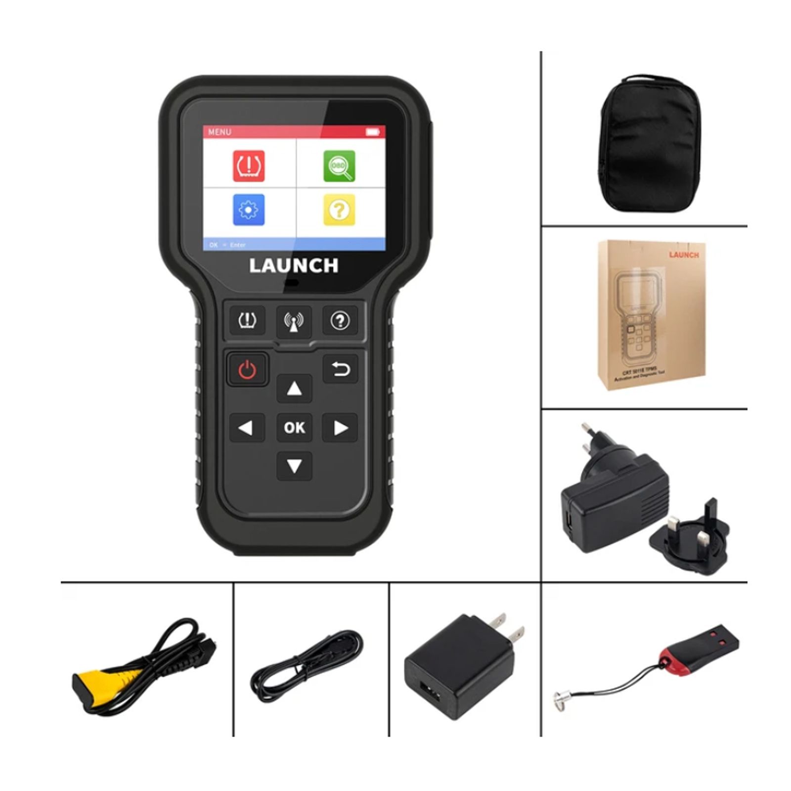 2025 Lançamento CRT5011E TPMS Relearn Tool TPMS Sensor (315 + 433MHz) Suporte Ler / Ativar / Programação / Relearn / Reset / Key Fob Test