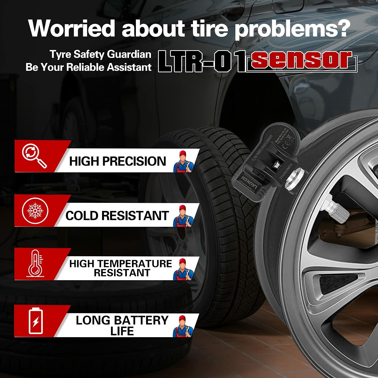 Lançamento LTR-01 RF Sensor 315MHz & 433MHz 2 em 1 TPMS Sensor Ferramenta Programável