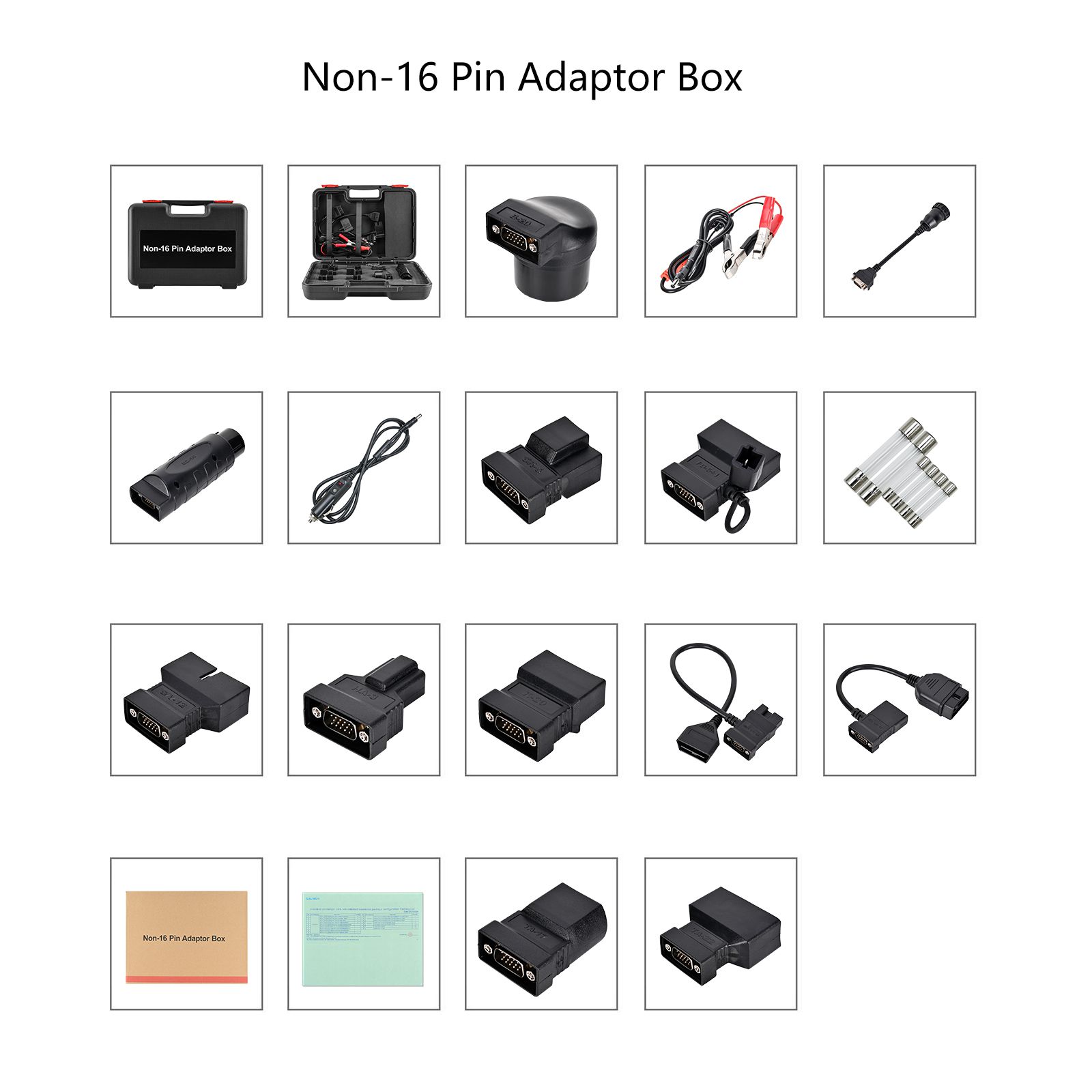 Lançamento caixa de adaptador de pinos não-16 com 16 tipos de acessórios (X-431 PAD VII PAD 7 Kit de adaptador de elite)