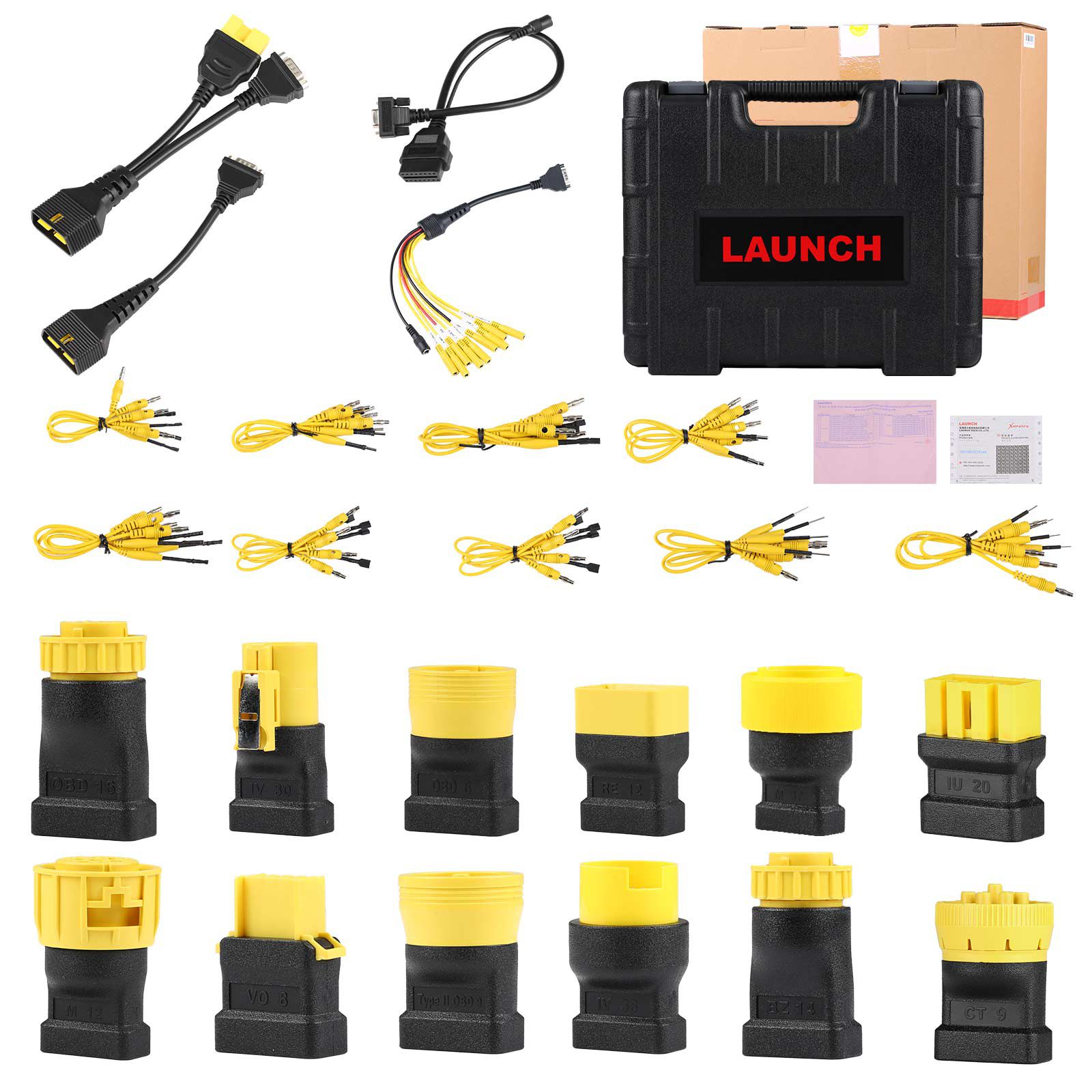 Lançar X-431 PAD VII PAD 7 Elite Automotive Diagnostic Tool Plus Heavy Duty Truck Software Licença e Adaptadores Suporta Carros e Caminhões de 12V e 24V