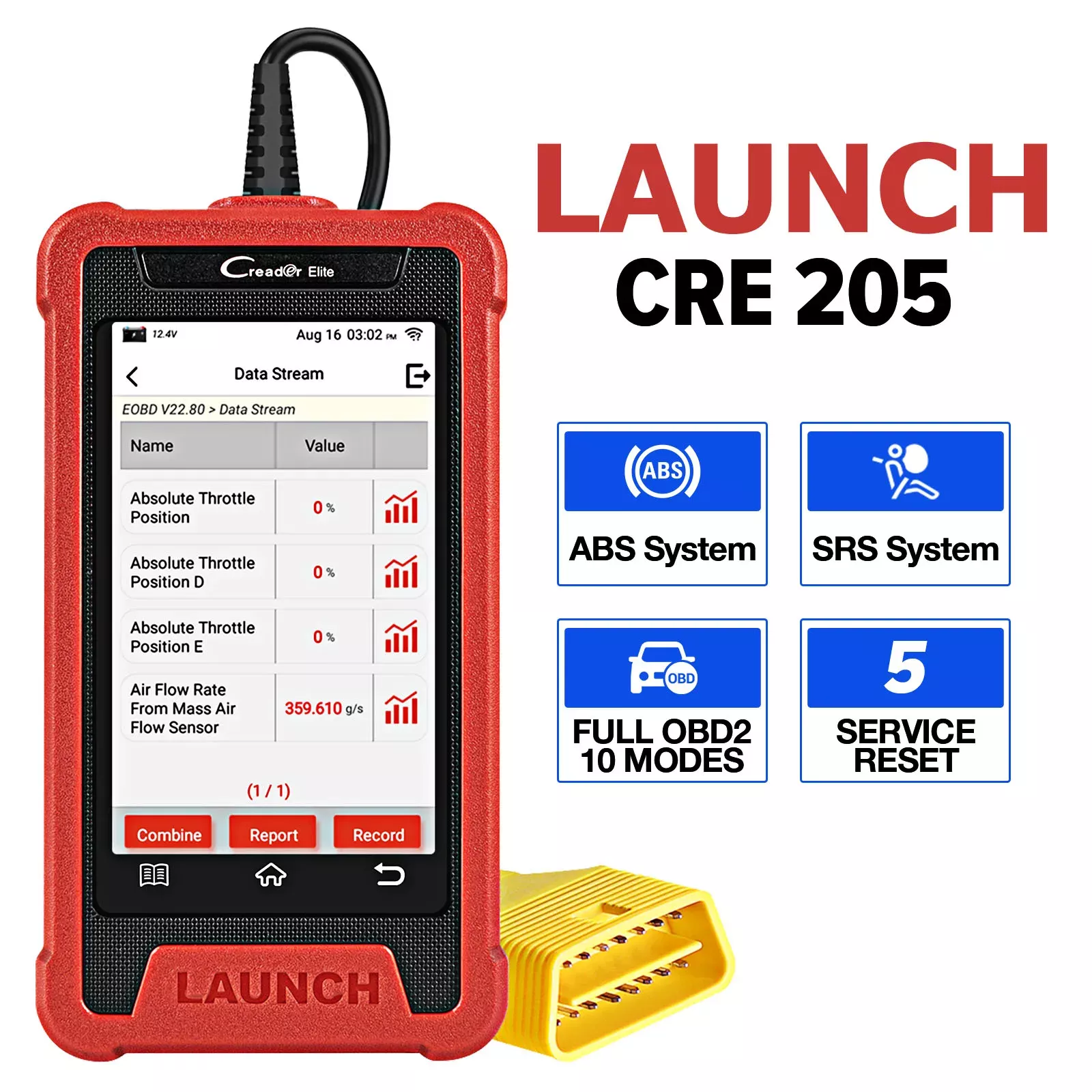 Lançamento X431 Crider Elite CRE205 OBD2 Scanner ABS SRS Sistema Diagnóstico 16 Reset Serviços Scanner Vita Atualização Livre