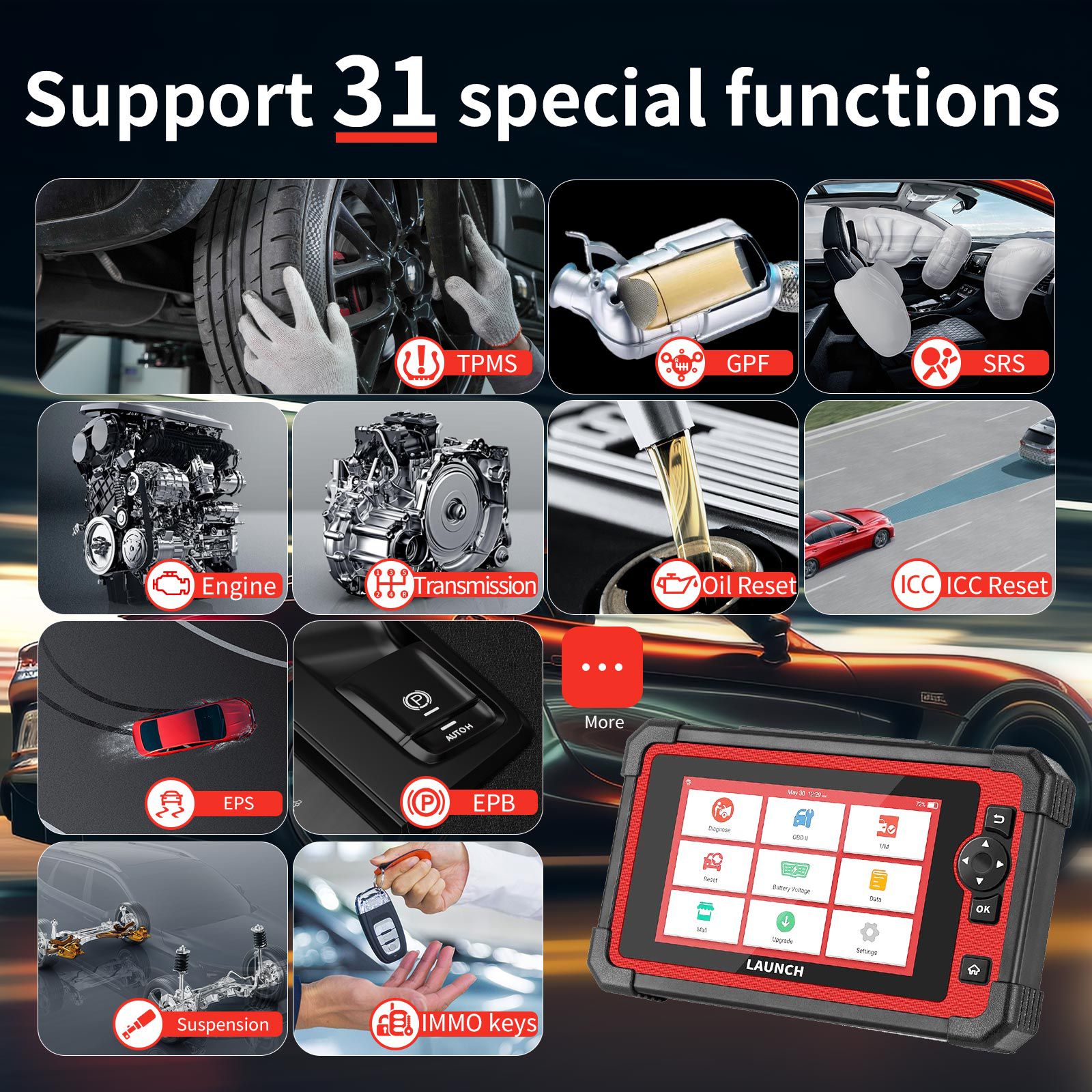 LANCHAMENTO X431 CRP919E Ferramentas de diagnóstico do carro do sistema completo com o leitor de código OBD OBD2 automático do serviço de redefinição de 31 + 2 anos Atualização gratuita