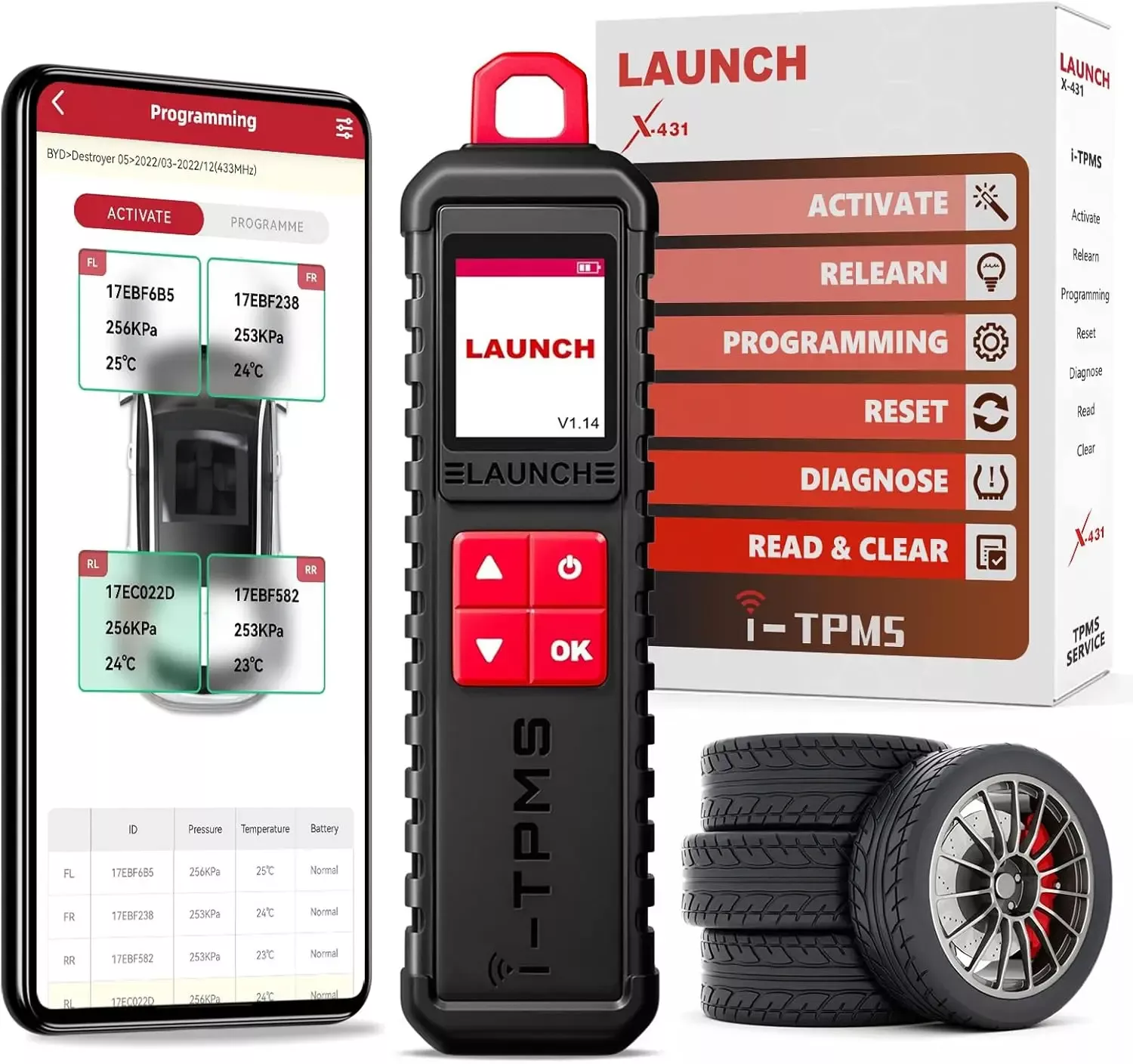 2025 LANCHAMENTO X431 I-TPMS Ferramenta de diagnóstico da pressão dos pneus do carro relearn o programa ativo 315/433Mhz Sensor para Android /X431 V pk TSGUN