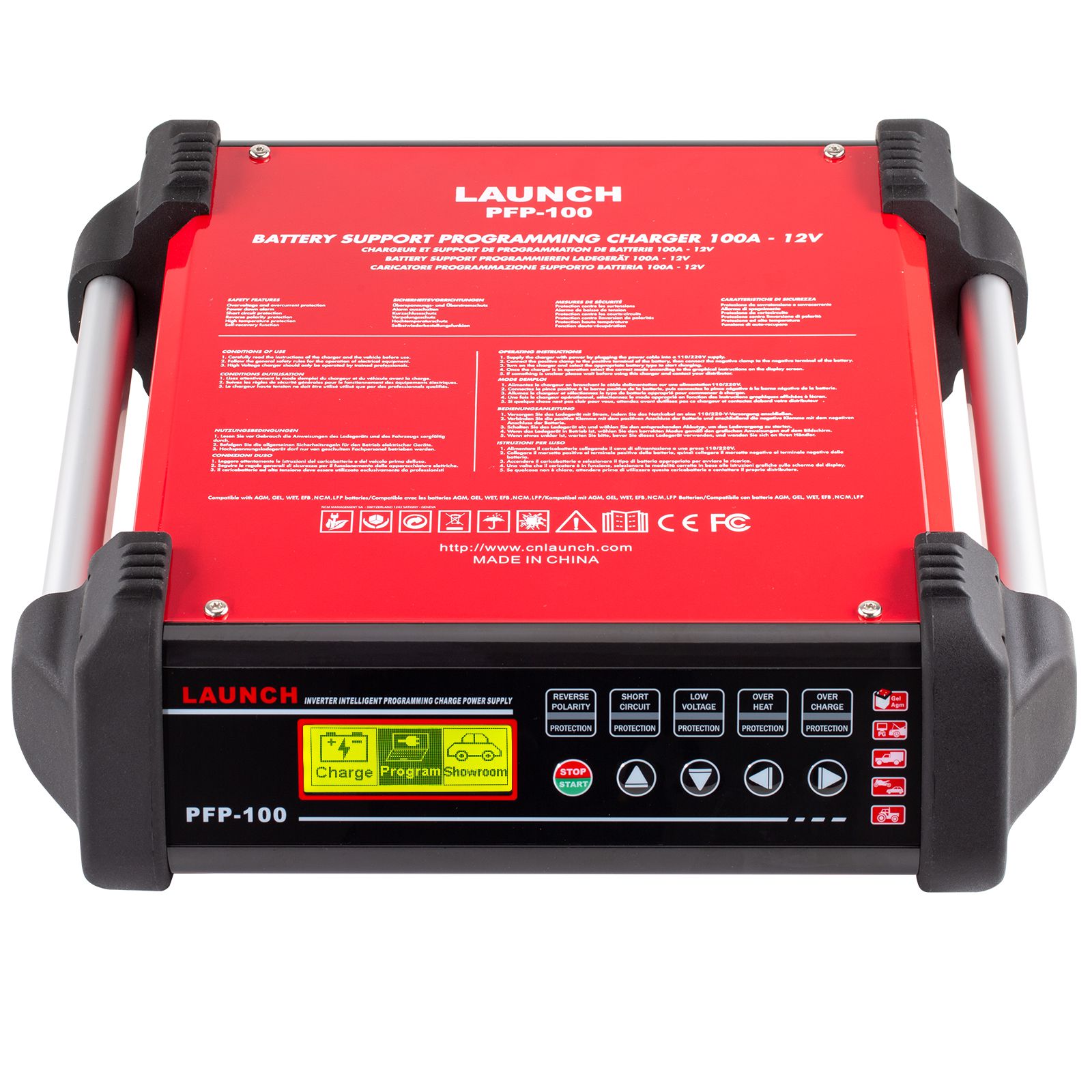 2025 Lançamento PFP-100 Programação Flash Power Carregador avançado de bateria de diagnóstico e mantenedor para veículos, carros, caminhões, barcos, tratores, ônibus