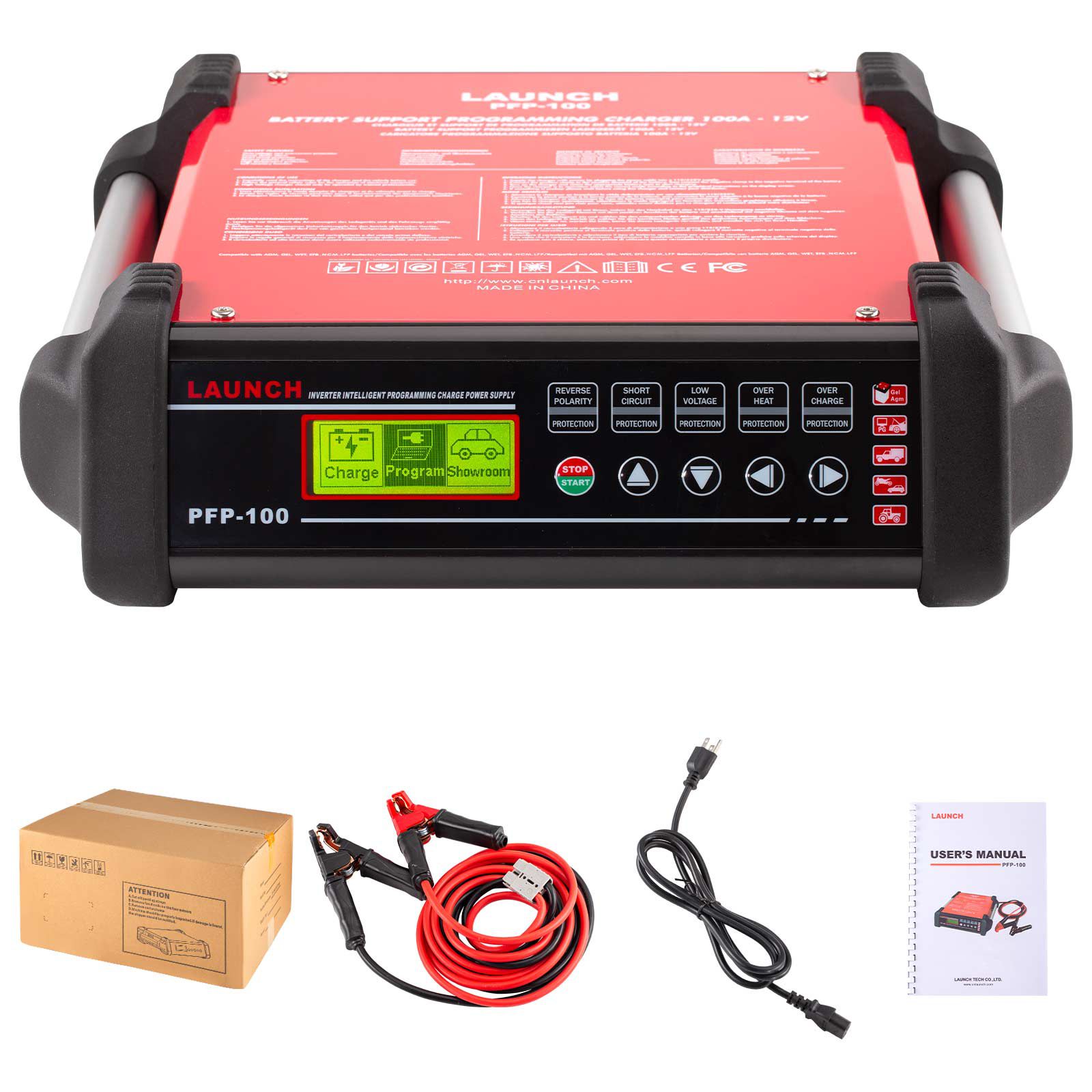 2025 Lançamento PFP-100 Programação Flash Power Carregador avançado de bateria de diagnóstico e mantenedor para veículos, carros, caminhões, barcos, tratores, ônibus