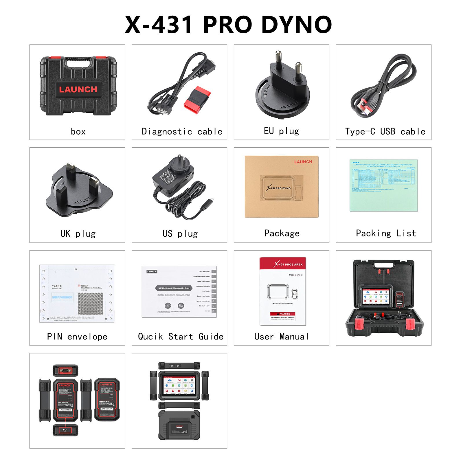 2024 Lançamento do scanner de diagnóstico bidirecional X431 PRO Dyno Suporte 37+Funções especiais TPMS ADAS e CAN FD DoIP Versão Global