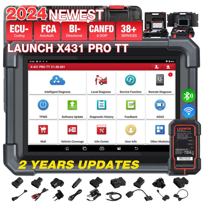 2025 LAUNCH X431 PRO TT Ferramenta de varredura bidirecional com conector DBSCar VII 37+ Redefinir ECU Codificação online CANFD Chave IMMO