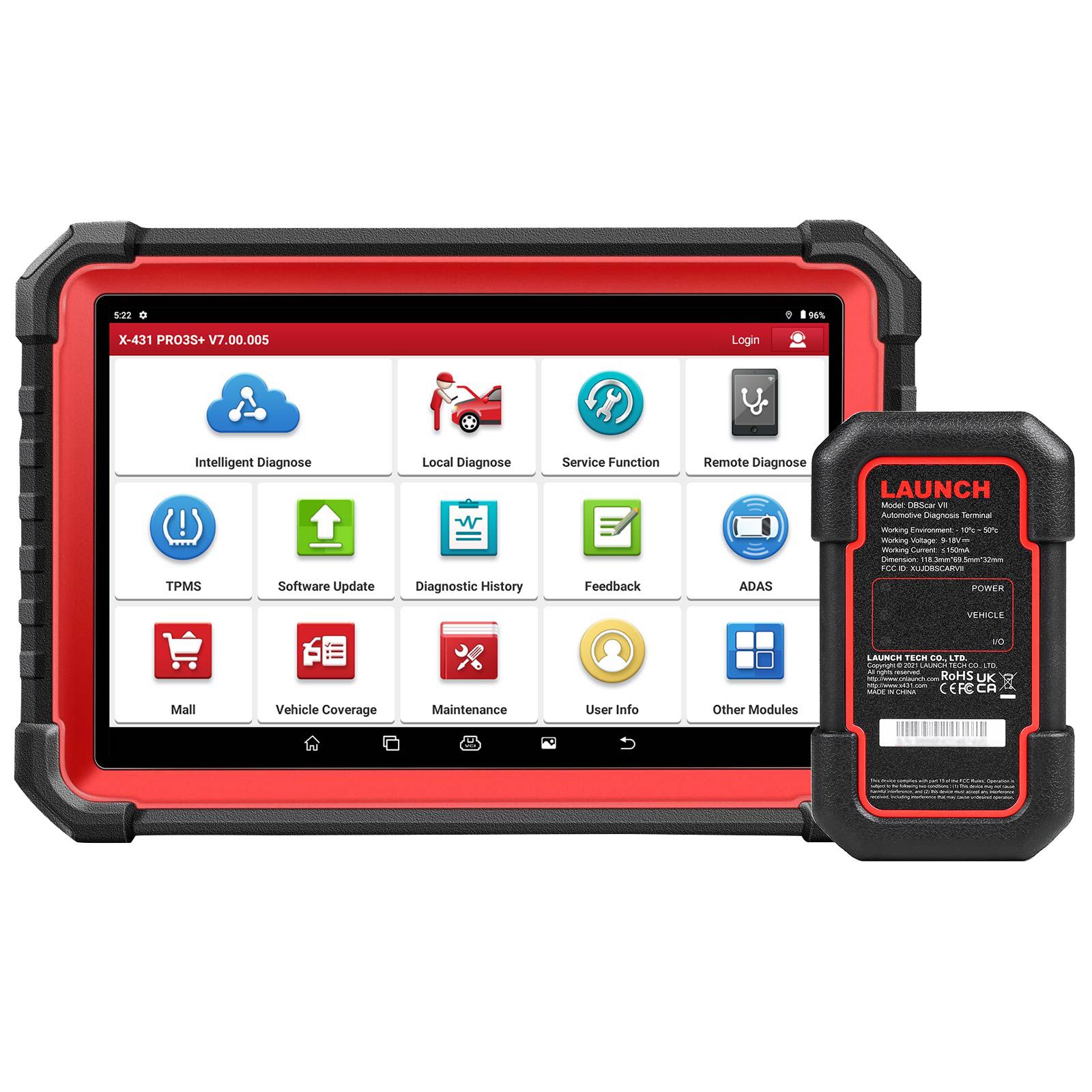 LAUNCH X431 PRO3S + V5.0 Ferramenta de varredura bidirecional, serviço de redefinição 37 +, scanner de diagnóstico Bluetooth do sistema completo de nível OE, codificação da ECU