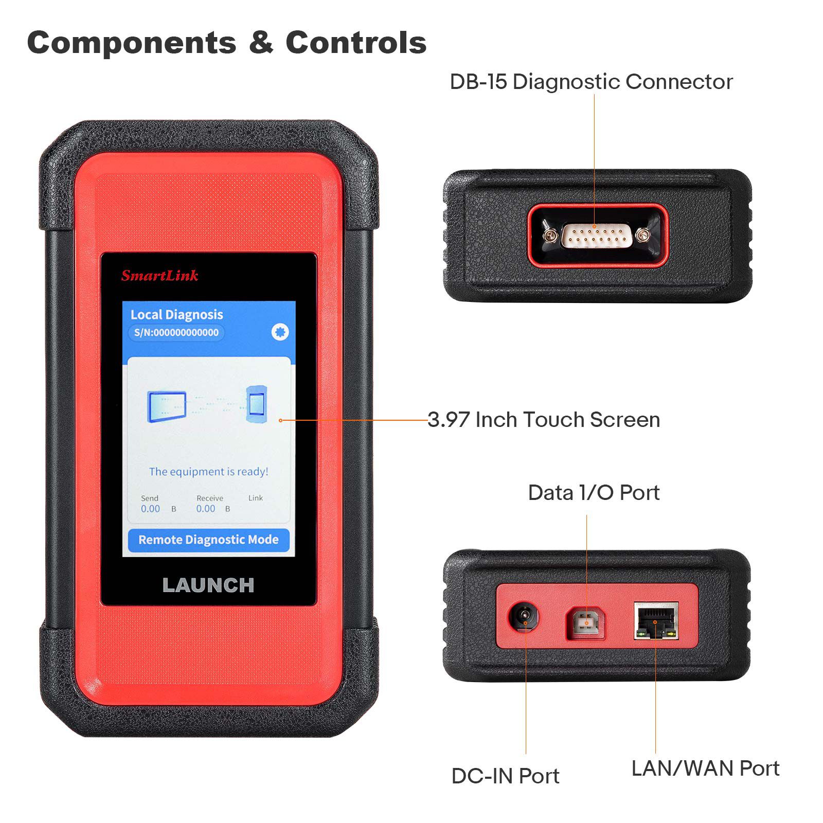 LAUNCH X431 PRO3S+ SmartLink HD para Diesel & Gasolina 12V/24V Ferramenta de varredura bidirecional Suporte ECU Codificação CANFD DOIP J2534 Programação