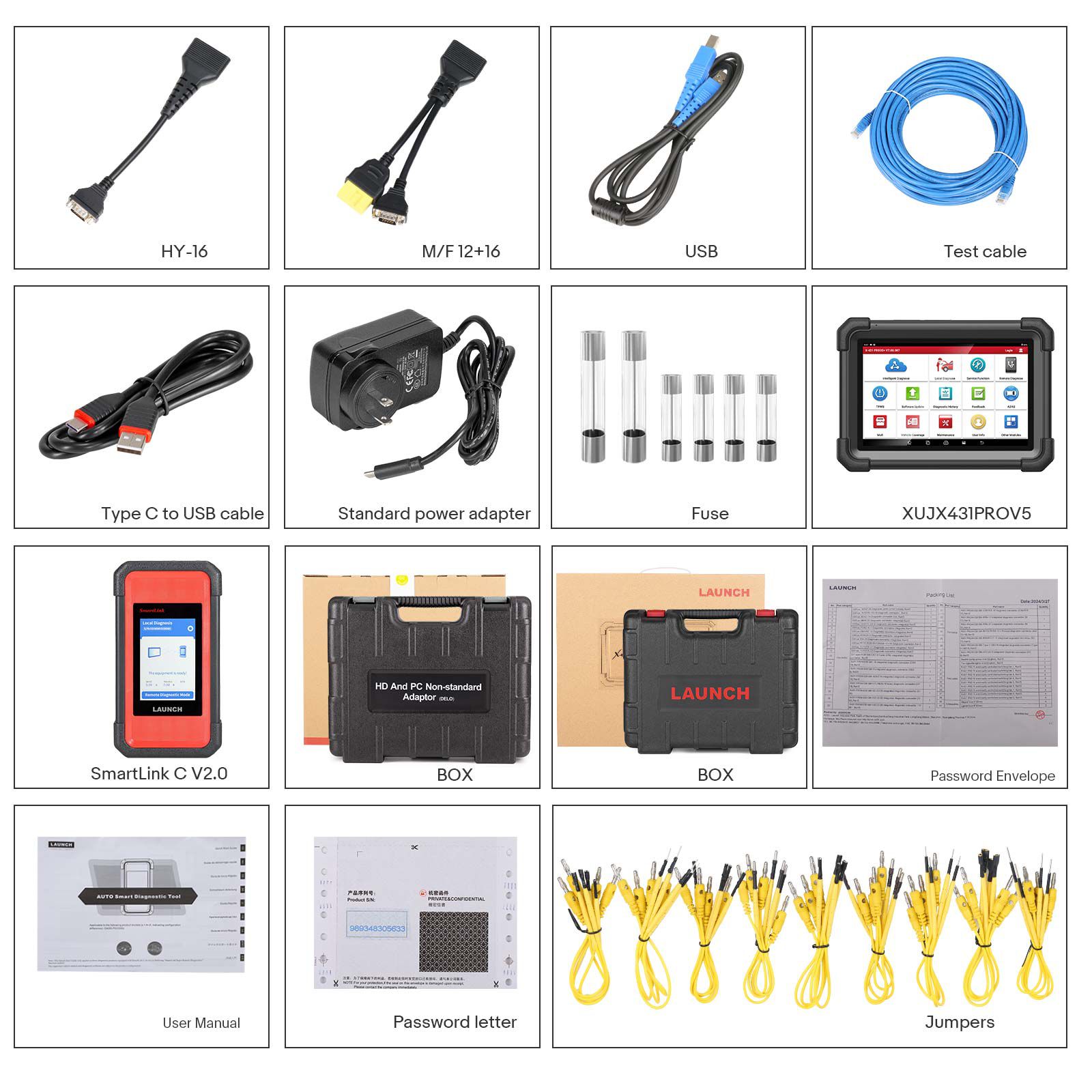 LAUNCH X431 PRO3S+ SmartLink HD para Diesel & Gasolina 12V/24V Ferramenta de varredura bidirecional Suporte ECU Codificação CANFD DOIP J2534 Programação