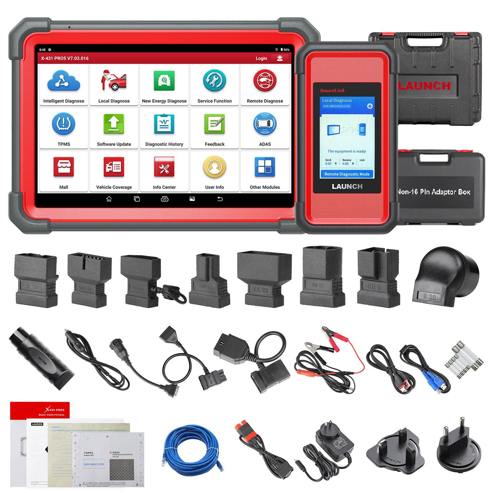 2025 LAUNCH X431 PRO5 PRO 5 com J2534 Smartlink 2.0 Ferramenta de diagnóstico bidirecional CANFD DoIP HD suporta programação on-line e mapeamento de topologia