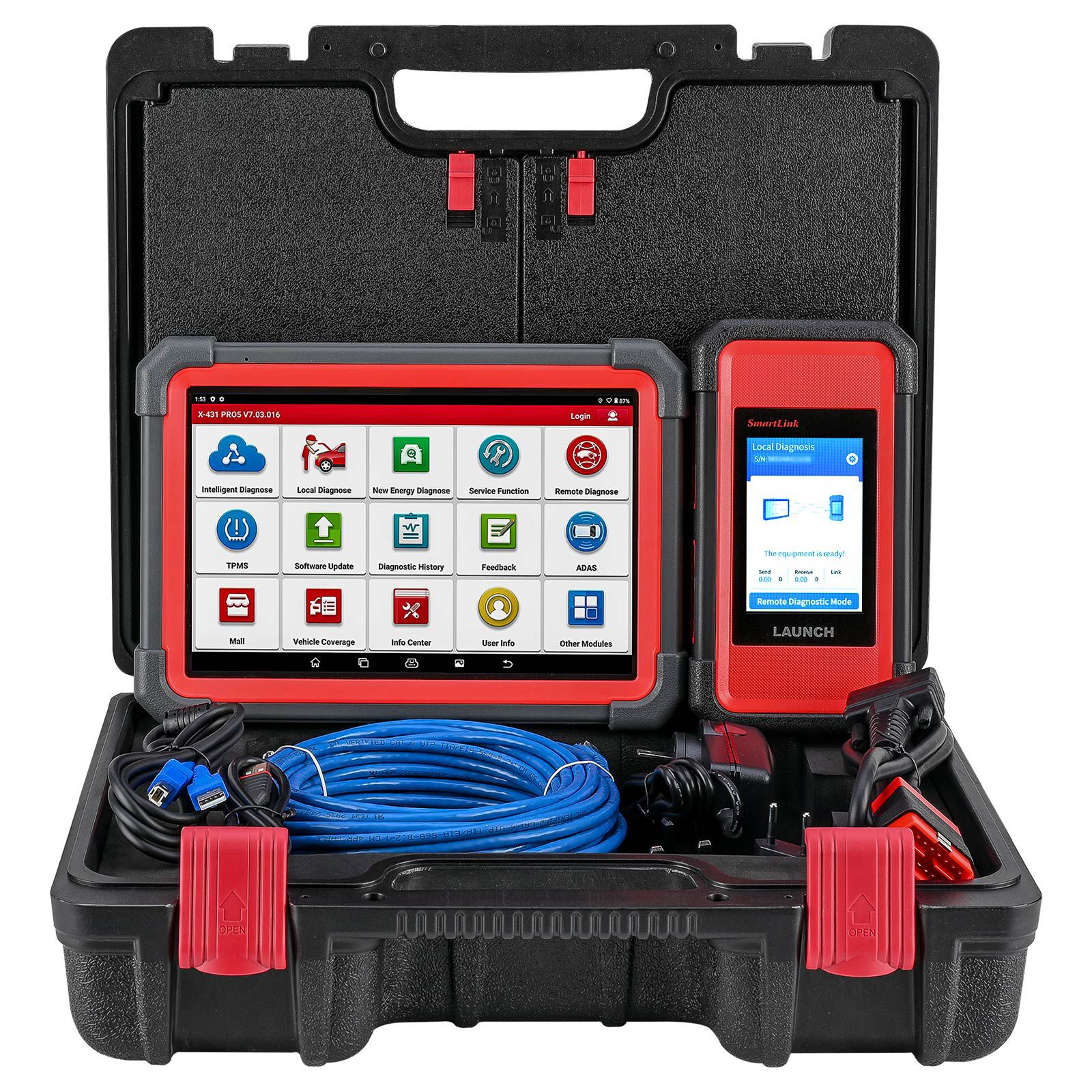 2025 LAUNCH X431 PRO5 PRO 5 com J2534 Smartlink 2.0 Ferramenta de diagnóstico bidirecional CANFD DoIP HD suporta programação on-line e mapeamento de topologia