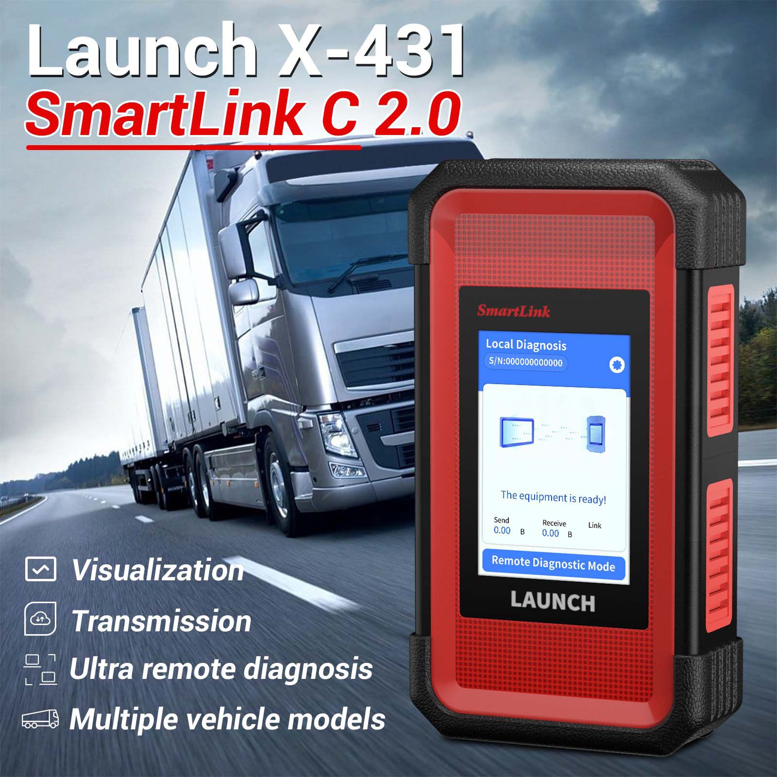 Lançamento do módulo de caminhão pesado X-431 SmartLink C 2.0 para veículos comerciais / passageiros / carros de nova energia usados com as séries X-431 V + PRO3S e PRO5