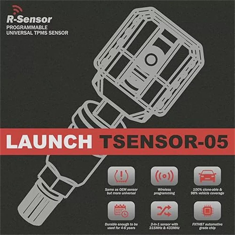 NOVO LAUNCH X431 TESNSOR-05 315MHz & 433MHz 2 em 1 TPMS Sensor Ferramentas de reparação de pneus Scanner Sensores de pressão de pneus Programação do testador
