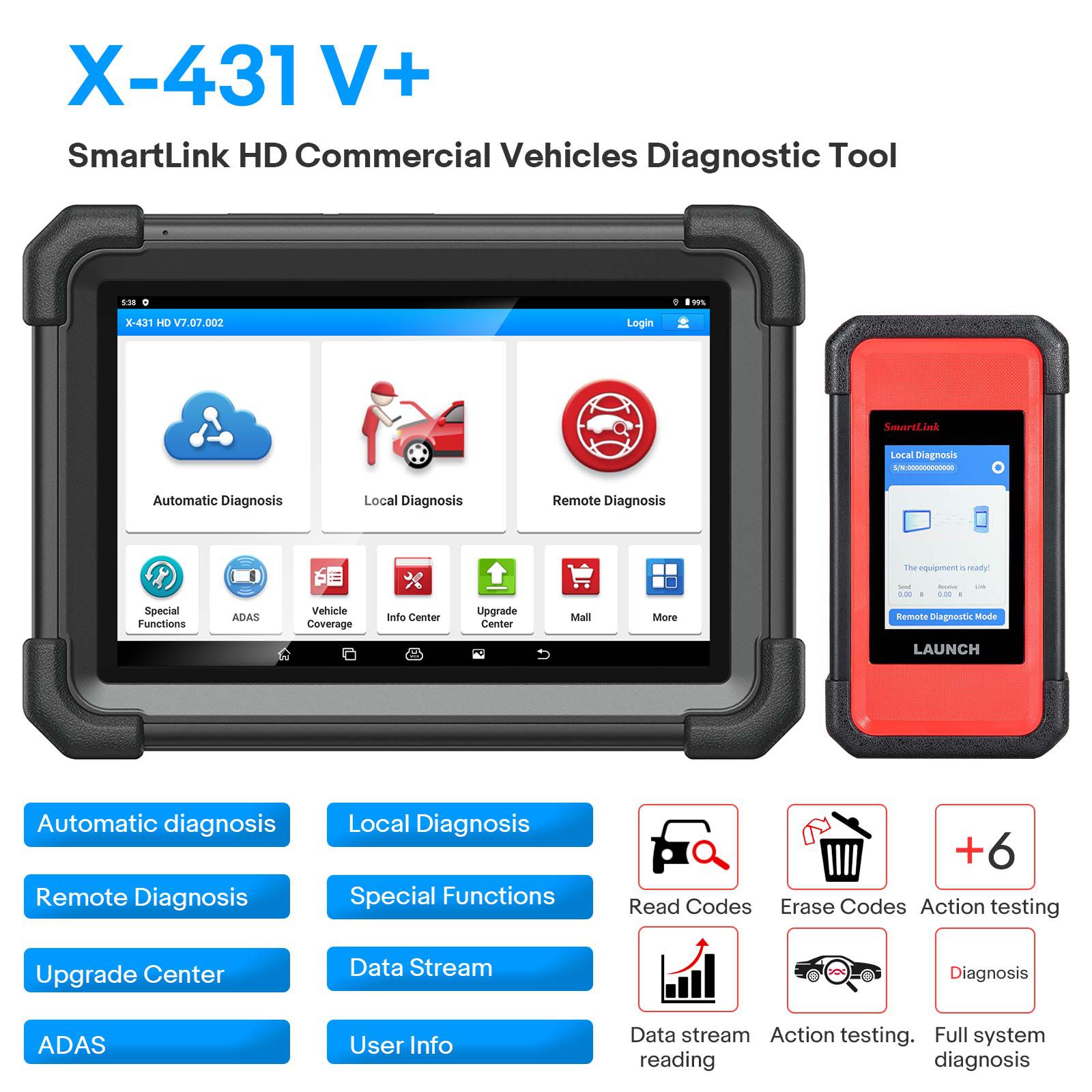 2025 Lançamento X431 V + SmartLink HD Ferramenta de diagnóstico de caminhões pesados para caminhões de 12V 24V