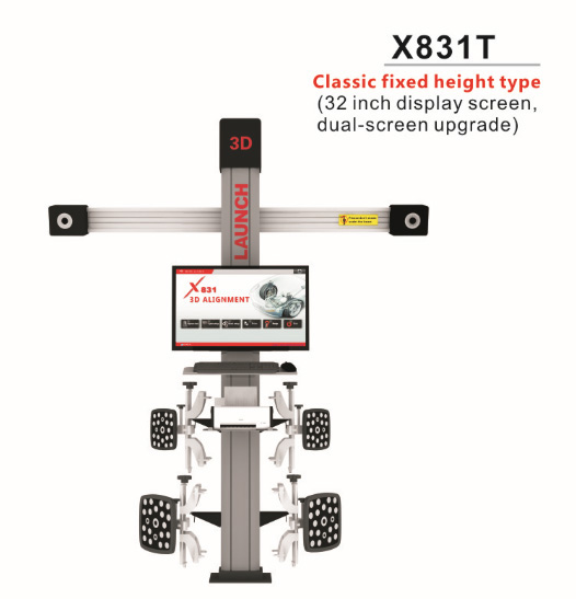 X831T 3D 4 -Post Car Alignment Lifts Plataforma Classic Fixed Height Type 32inch Display Screen Dual -Screen Upgrade