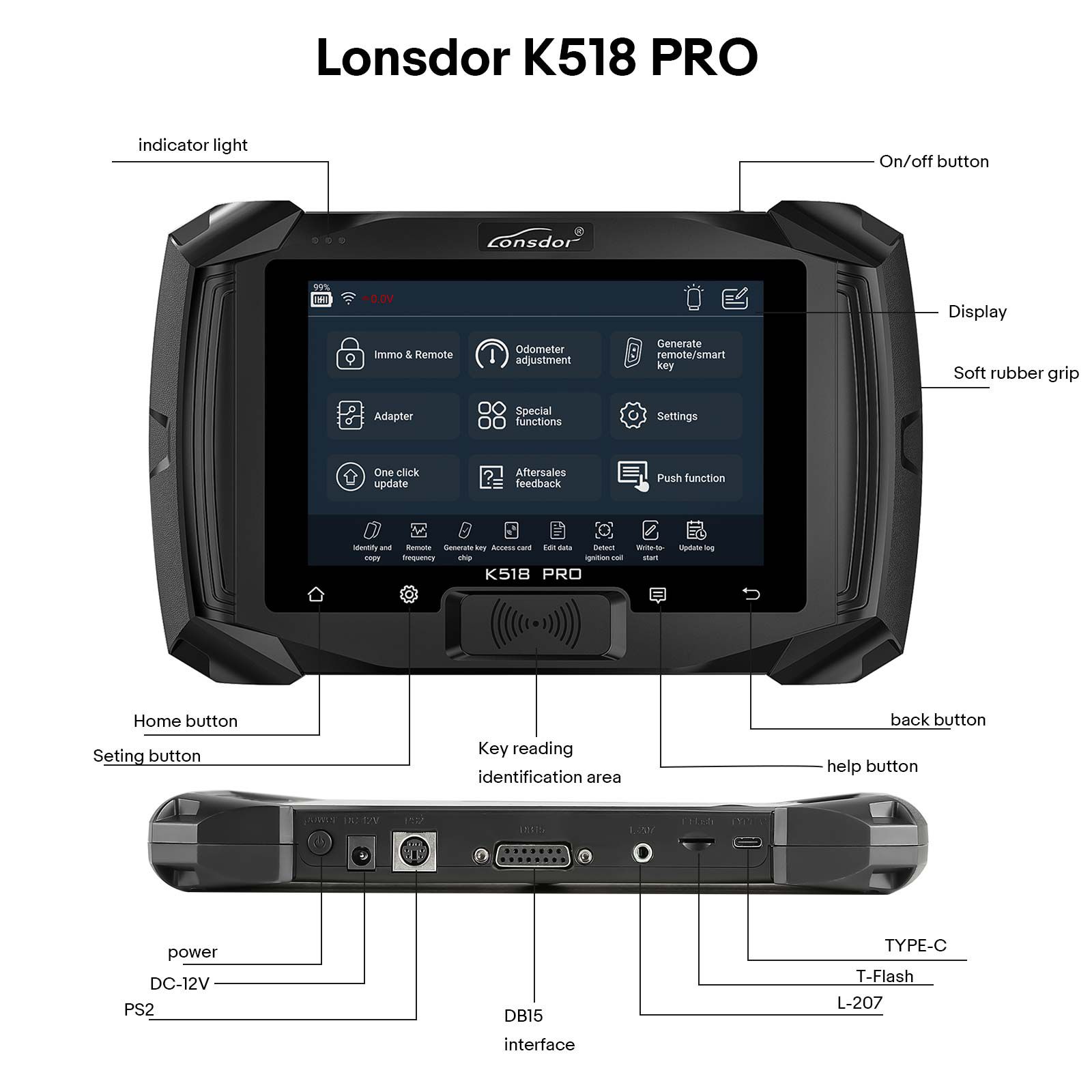 2025 Lonsdor K518 PRO Versão FCV (Versão de combinação gratuita) Programador chave tudo-em-um Série de carros 5 + 5 + N Uso gratuito Funções completas Atualização gratuita Vida útil