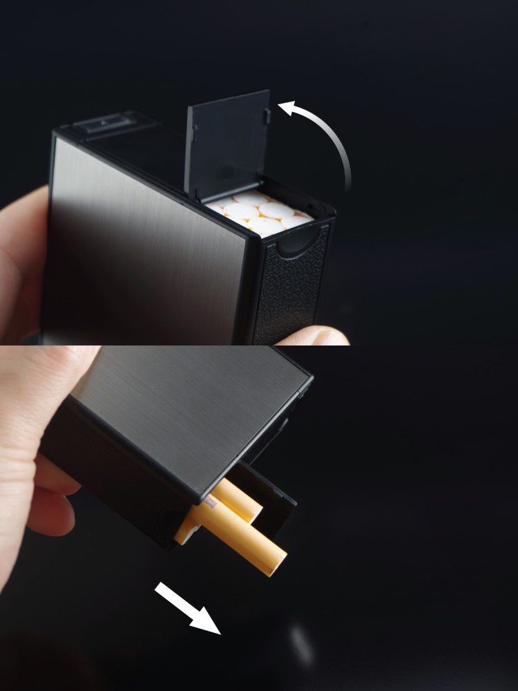 V707 Metal Cigarros Case with USB Rechargable Electronic Lighter