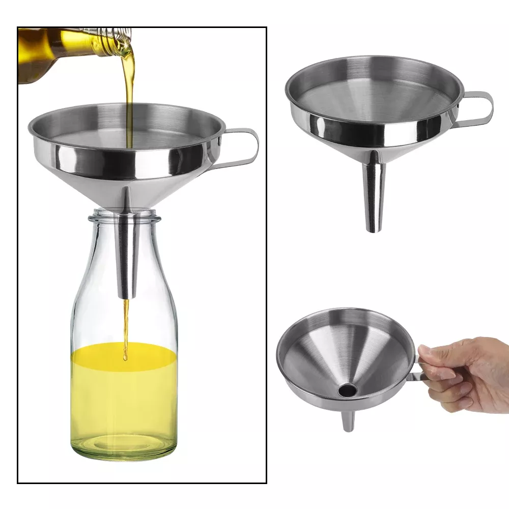 Funil de metal para aço inoxidável das ferramentas da cozinha da lata com o filtro desmontável Funil do frasco de óleo da cerveja do vinho da barra dos funis da boca larga