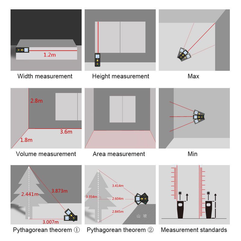Mileseey medidor de distância laser roleta eletrônica laser digital rangefinder trena metro laser range finder fita de medição