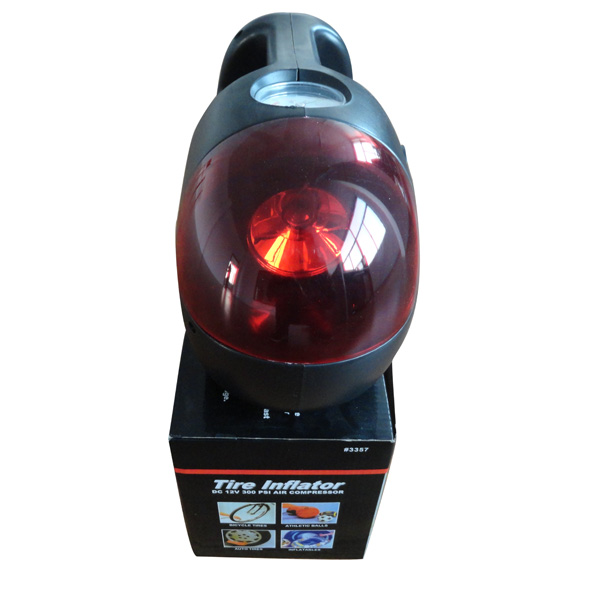 Mini Car Air Compressor Pump Inflator com Red LED Emergency Light (DC 12V)