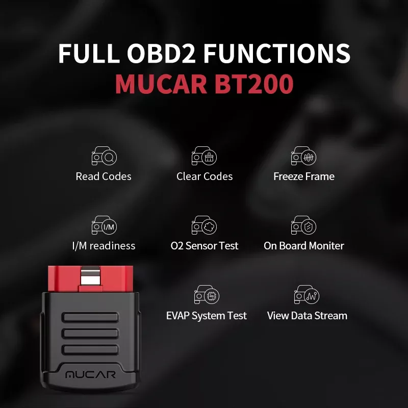 MUCAR BT200 OBD2 Scanner Sistema Completo Ferramentas de Diagnóstico Óleo SAS Reset Livre Leitor de Código do Carro Trabalho com MUCAR App No iOS & Android