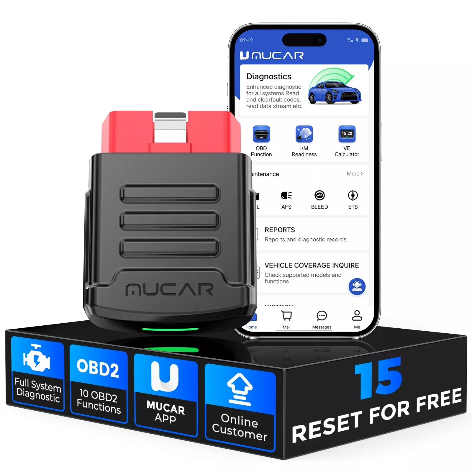 MUCAR BT200 PRO OBD2 Scanner ferramentas de diagnóstico do sistema completo 15 resets leitor de código do carro sem fio 2024 Mucar Scanner