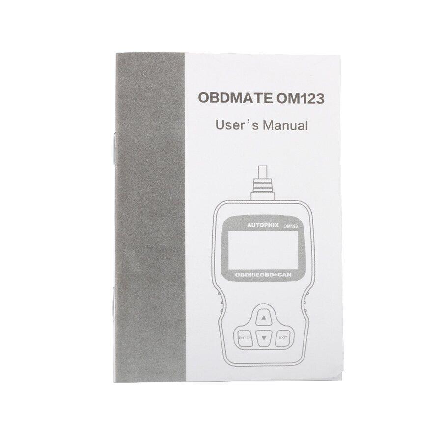 Nova Chegada OM123 OBD2 EOBD CAN Manutenção manual Código Multi Língua (Cor Negra)