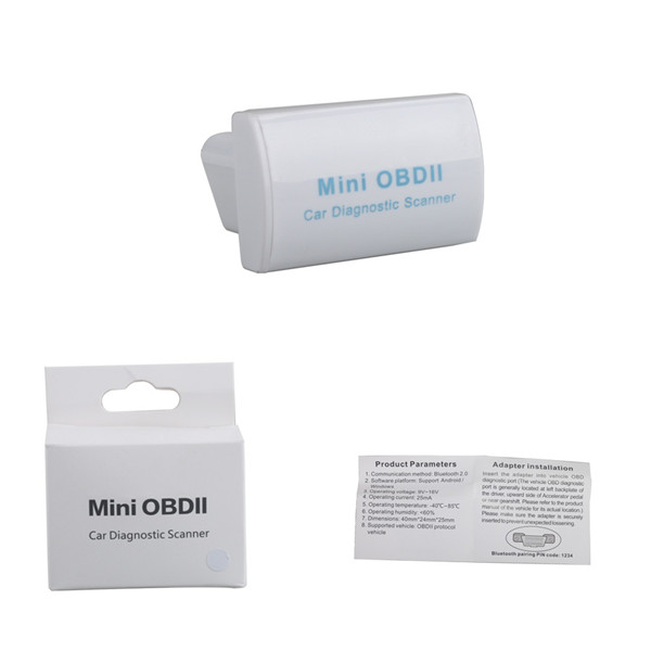 Escaneador de Diagnóstico de Carros Mini OBDII para Androides e Janelas (Azul /Preto /Branco)
