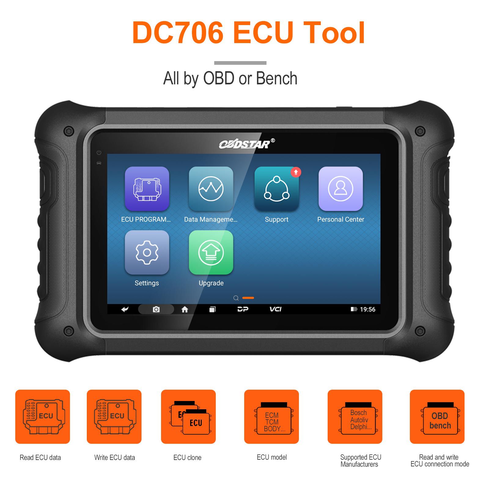 OBDSTAR DC706 versão completa da ferramenta do ECU com o conjunto MP001 para o carro e a motocicleta ECM & TCM & clone do corpo por OBD ou banco