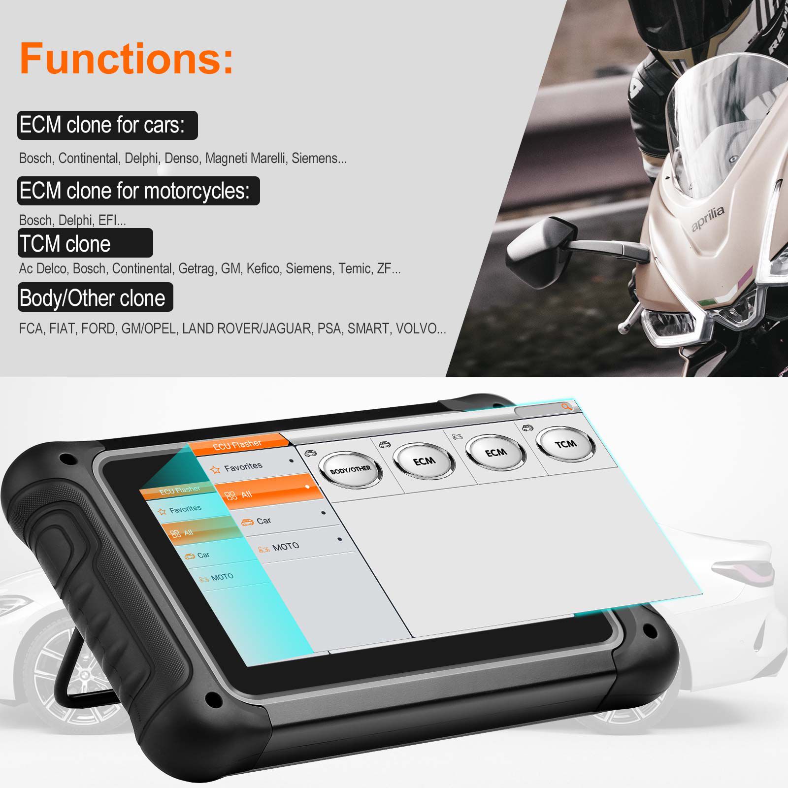OBDSTAR DC706 versão completa da ferramenta do ECU com o conjunto MP001 para o carro e a motocicleta ECM & TCM & clone do corpo por OBD ou banco