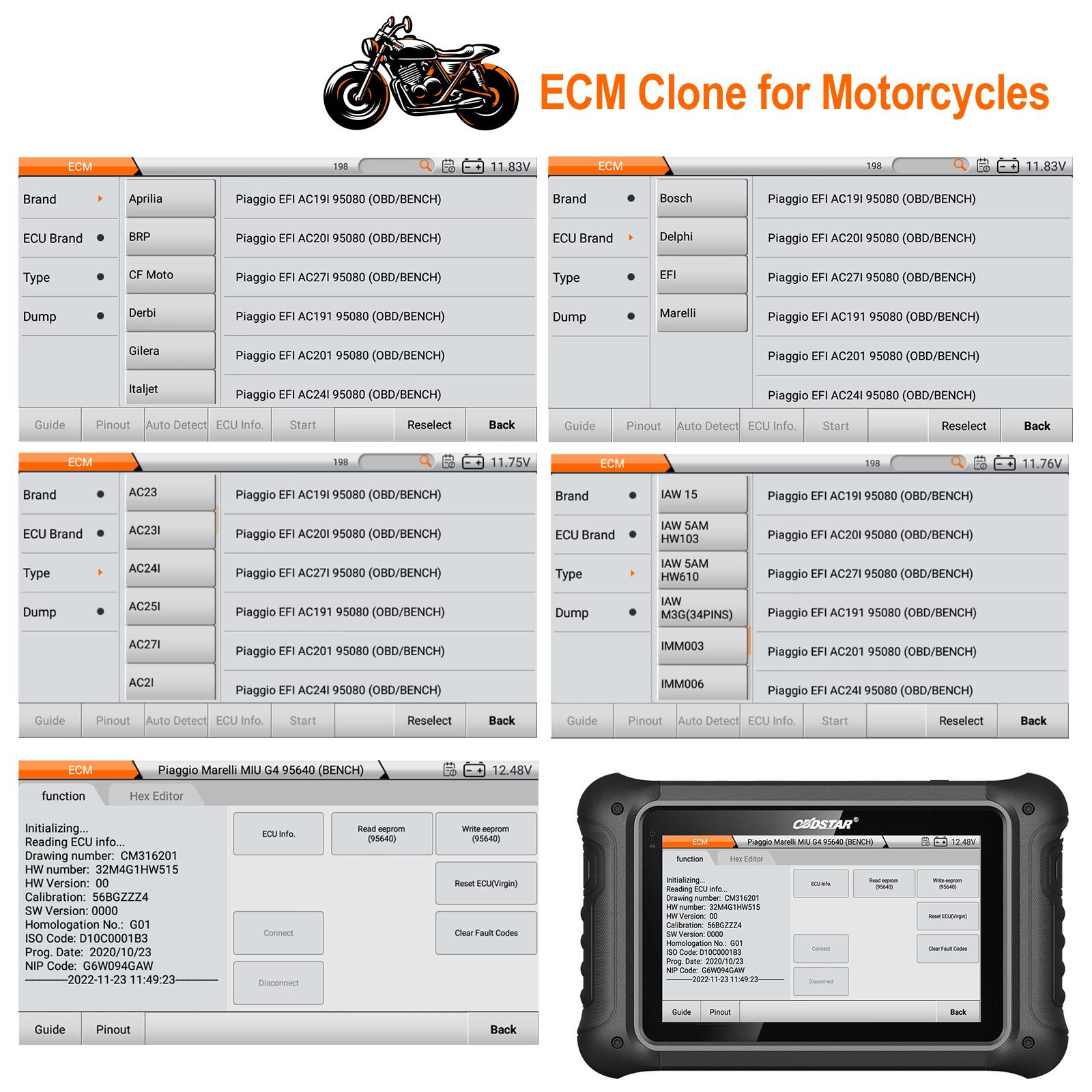 OBDSTAR DC706 versão completa da ferramenta do ECU com o conjunto MP001 para o carro e a motocicleta ECM & TCM & clone do corpo por OBD ou banco