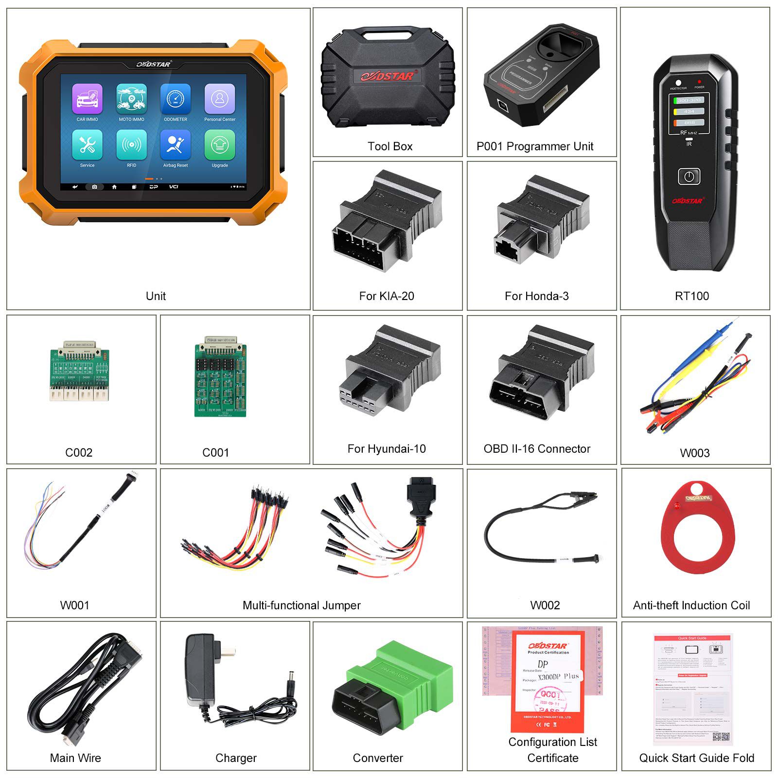OBDSTAR X300 DP Plus X300 PAD2 C Pacote Versão completa com MOTO IMMO Kits para a programação da chave da motocicleta