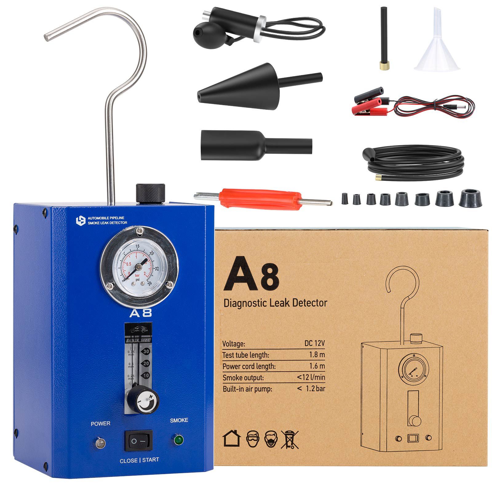 Testador de vazamento automático do OEM A8 com medidor de fluxo e o vazamento do teste do medidor de pressão em sistemas de tubulação do veículo para carros, motocicletas, motos de neve, ATV, barcos