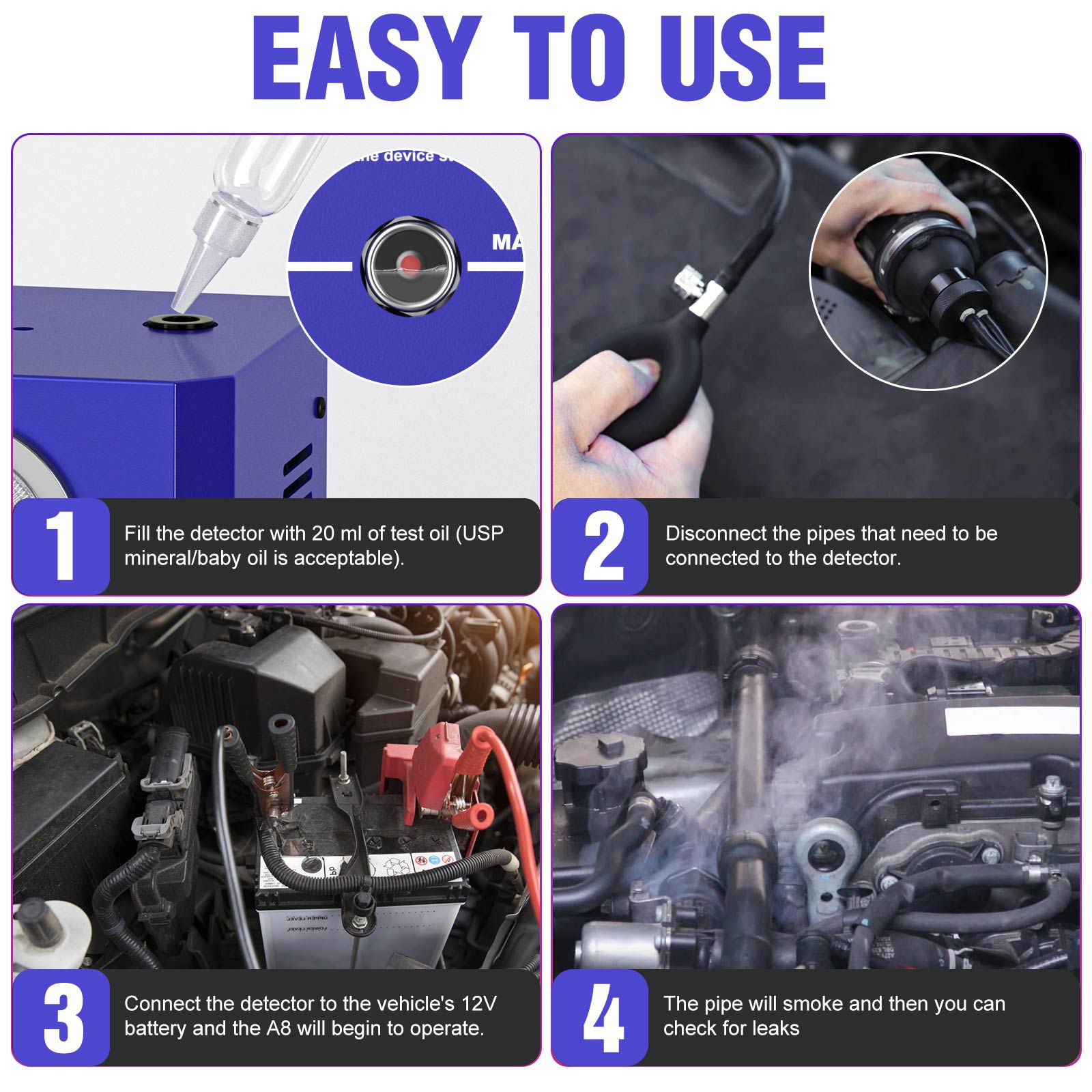 Testador de vazamento automático do OEM A8 com medidor de fluxo e o vazamento do teste do medidor de pressão em sistemas de tubulação do veículo para carros, motocicletas, motos de neve, ATV, barcos
