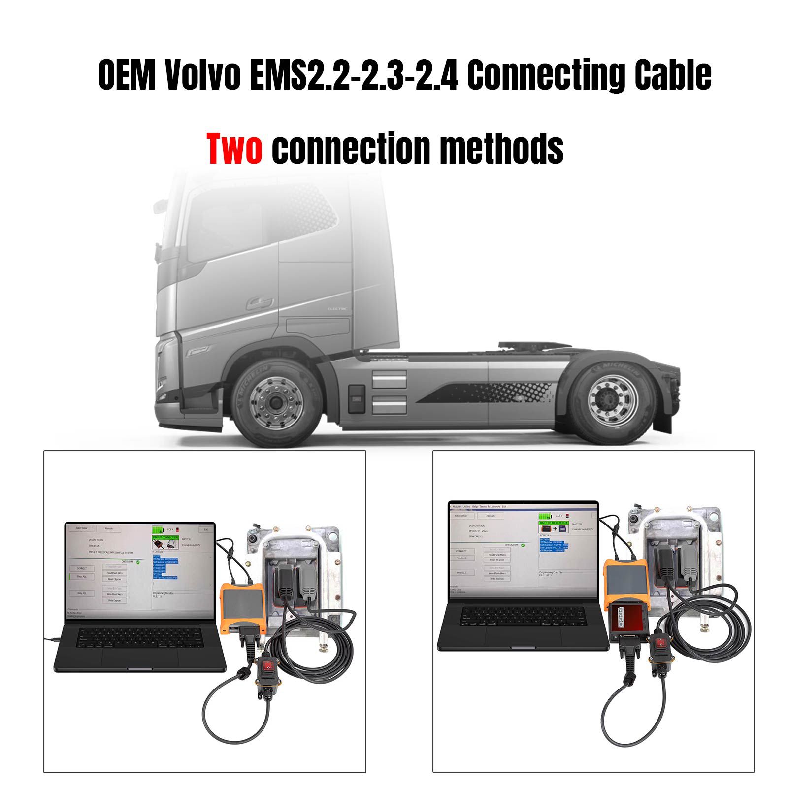 2024 OEM Volvo EMS2.2-2.3-2.4 Cabo de conexão Trabalho com KT200 e FoxFlash Suporte Volvo Antes do ano 2021