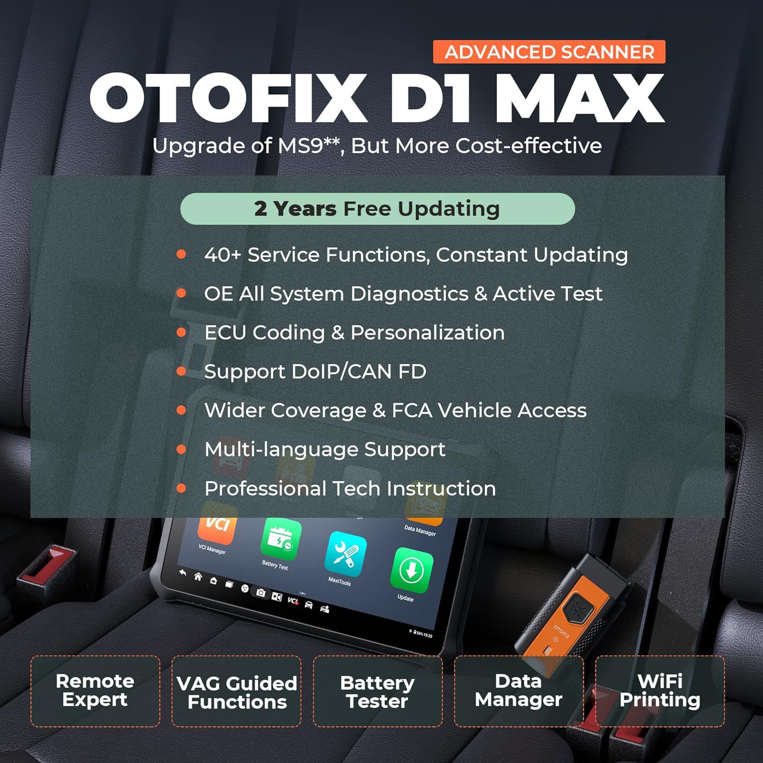 2025 OTOFIX D1 MAX Diagnóstico completo do sistema Scanner bidirecional Suporte ECU Codificação DoIP & CAN FD 40+ Serviços