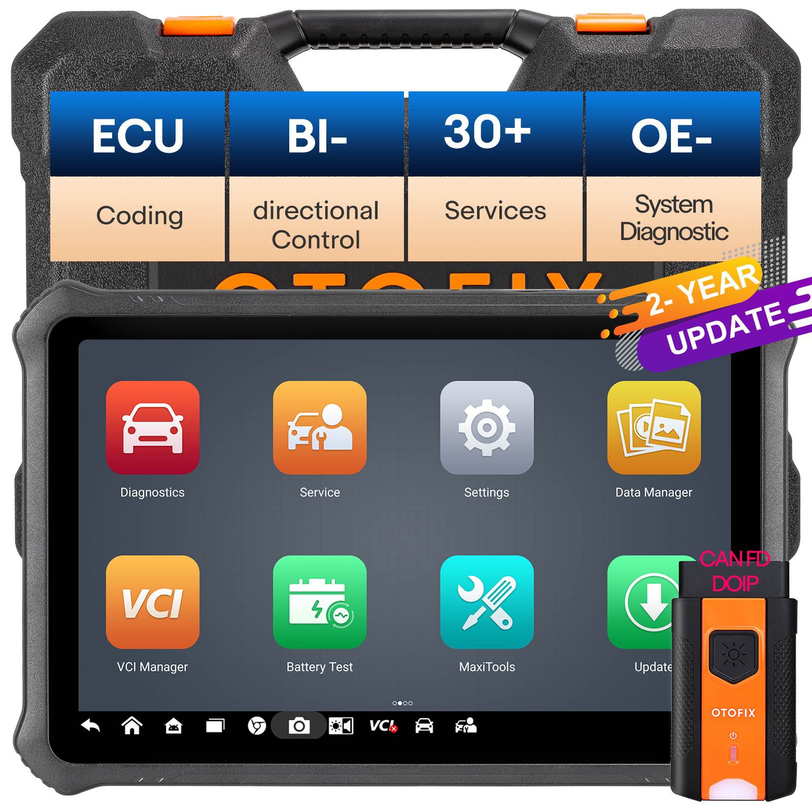 2025 OTOFIX D1 PROS Ferramenta de diagnóstico do carro com codificação do ECU do suporte do Android 11.0, serviço 40+, sistema completo, FCA AutoAuth