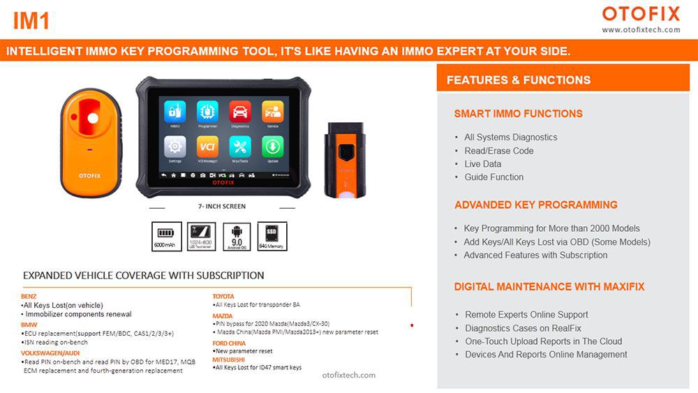  OTOFIX IM1 Advanced IMMO Key Programmer and Diagnostic Tool Same Functions as Autel IM508