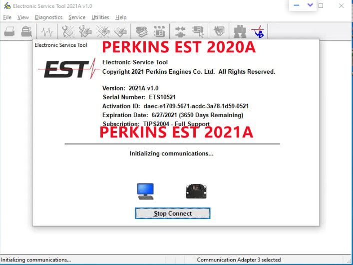 Função completa 2021B para Perkins EST Ferramenta de serviço eletrônico Software de diagnóstico + uma ativação do PC
