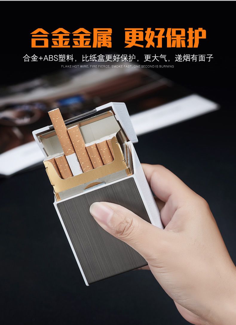 Caixa de cigarro de metal-Portable USB Electronic Cigarette Case Box