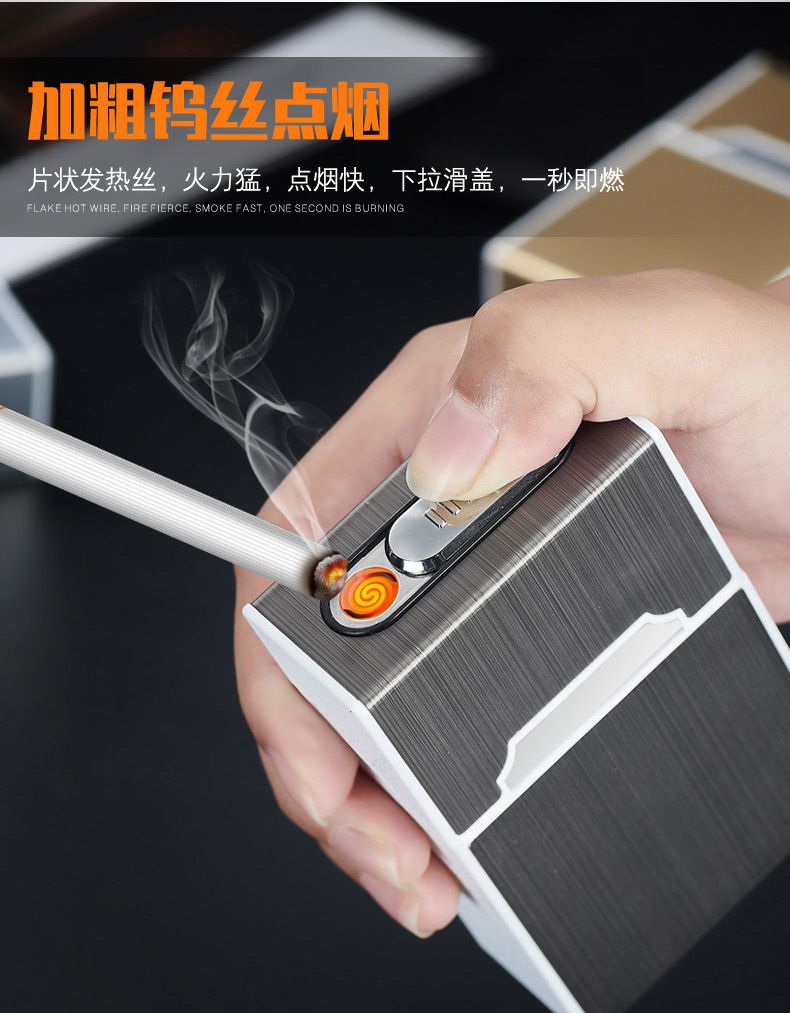 Caixa de cigarro de metal-Portable USB Electronic Cigarette Case Box