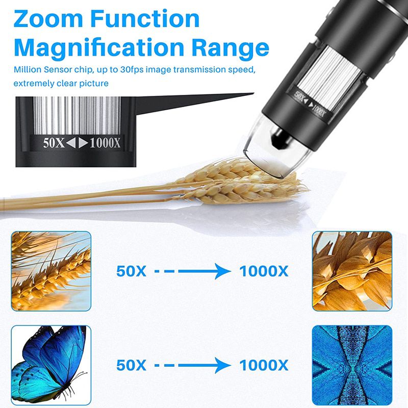 Profissional USB Microscópio Digital 1600X 8 LEDs 2MP Microscópio Eletrônico Endoscópio Zoom Camera Magnifier + Lift Stand