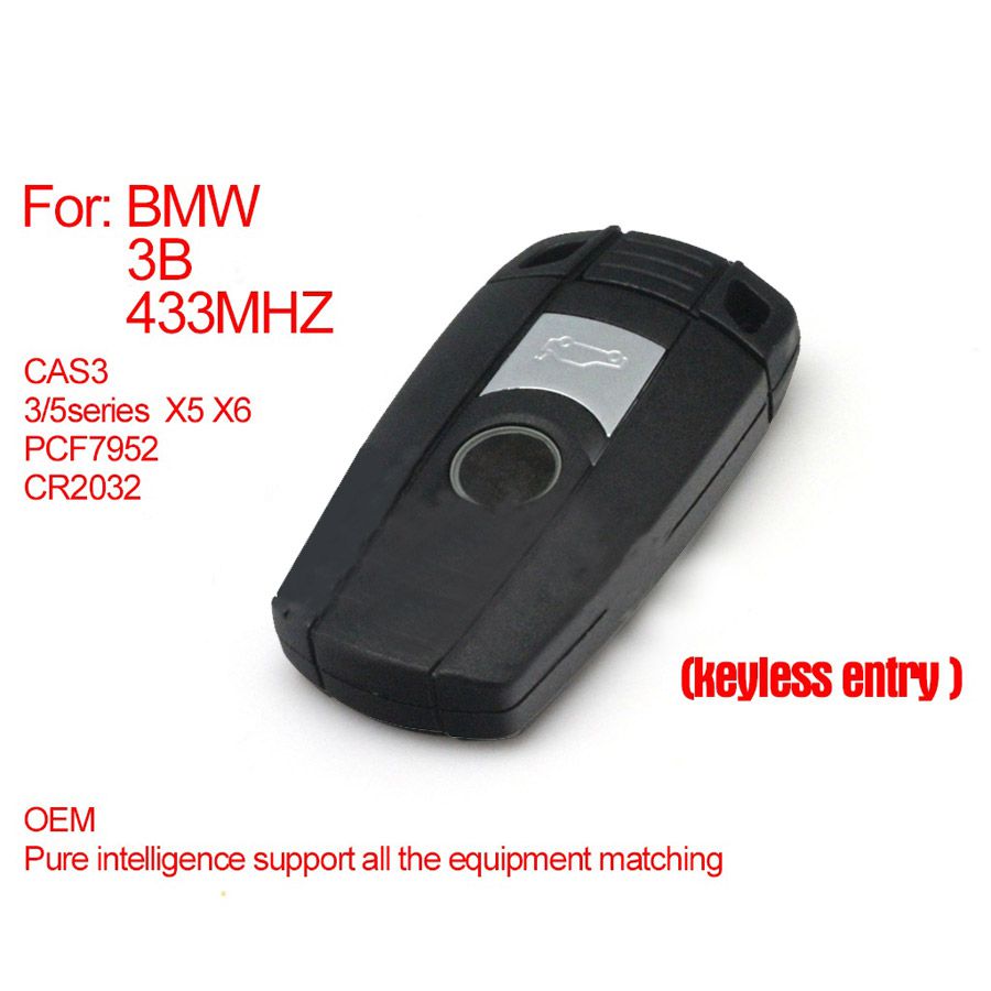 Chave inteligente Pura 3 Botões 433MHZ (Entrada SEM Tecido) PCF7952 para BMW CAS3