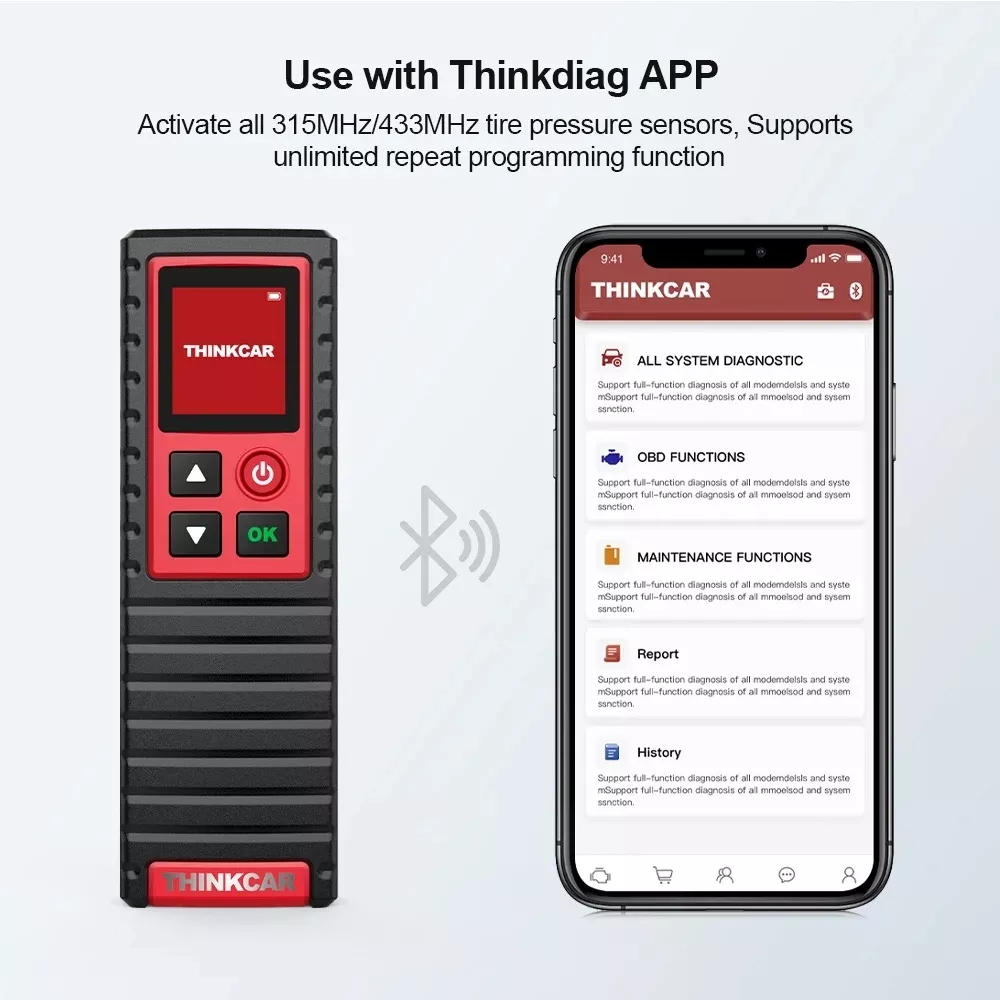 THINKCAR THINKTPMS G2 TPMS Ferramenta de diagnóstico da pressão dos pneus do carro ativa a ferramenta de aprendizagem da programação do sensor 315/433MHz para Thinktool