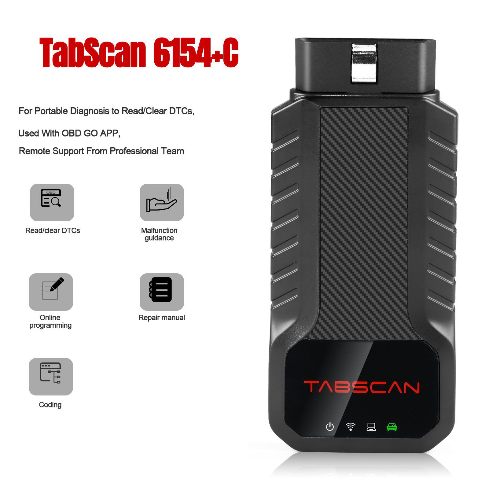 Dispositivo diagnóstico portátil de TabScan 6154+C para o diagnóstico portátil para ler/limpar DTCs, usado com OBD GO APP, suporte remoto da equipe profissional
